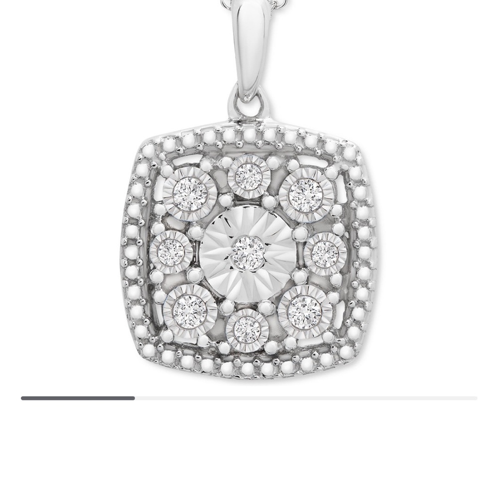 Silver Diamond Cluster Necklace